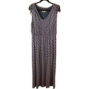 Loft sleeveless maxi dress. Size L. Elastic waist. Super cute pattern!